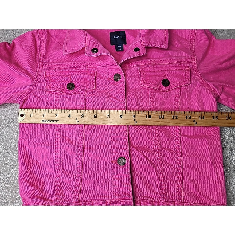 GAP Kids 1969 Denim Jacket Girl XXL Hot Pink Biker Jean Trucker Preppy - Picture 6 of 9